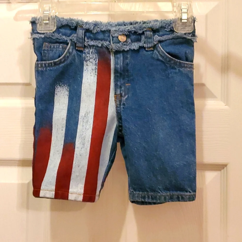 The Children's Place Denim Blue Jean Stars & Stripes Shorts